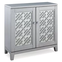 Favorite Finds Mirrored Diamond Filigree Hallstand/Entryway Table W/ Adjustable Shelf In Silver Leaf