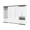 Orion 118W Full Murphy Bed And Multifunctional Storage With Drawers (119W) In White & Walnut Grey - Bestar 116864-000017