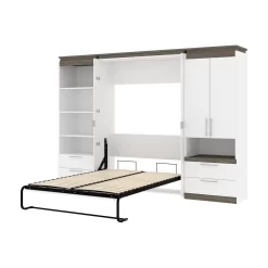 Orion 118W Full Murphy Bed And Multifunctional Storage With Drawers (119W) In White & Walnut Grey - Bestar 116864-000017 -Home Haven Deals 103 116864 000017 5