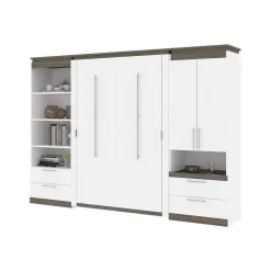 Orion 118W Full Murphy Bed And Multifunctional Storage With Drawers (119W) In White & Walnut Grey - Bestar 116864-000017 -Home Haven Deals 103 116864 000017 6