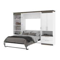 Orion 118W Full Murphy Bed And Multifunctional Storage With Drawers (119W) In White & Walnut Grey - Bestar 116864-000017 -Home Haven Deals 103 116864 000017 7
