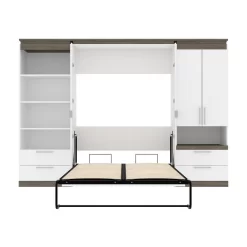 Orion 118W Full Murphy Bed And Multifunctional Storage With Drawers (119W) In White & Walnut Grey - Bestar 116864-000017 -Home Haven Deals 103 116864 000017 8