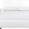Hindes Upholstered Platform Bed, White, Full With 1 Nightstand - Camden Isle Furniture 86994
