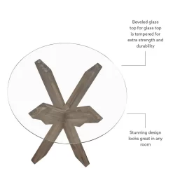 Adler X Base Side Table With Glass Natural - Linon D1345A20ETN