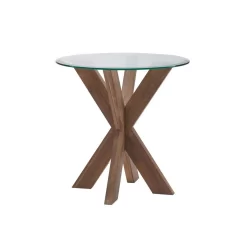 Adler X Base Side Table With Glass Natural - Linon D1345A20ETN -Home Haven Deals 110 d1345a20etn 6