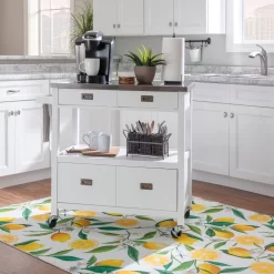 SYDNEY KITCHEN CART WHITE - Linon KI106WHT01U -Home Haven Deals 110 ki106wht01u 11