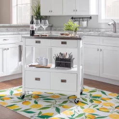 SYDNEY KITCHEN CART WHITE - Linon KI106WHT01U -Home Haven Deals 110 ki106wht01u 13