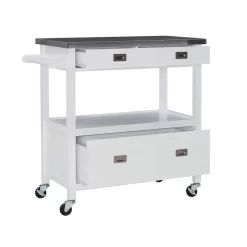 SYDNEY KITCHEN CART WHITE - Linon KI106WHT01U -Home Haven Deals 110 ki106wht01u 7