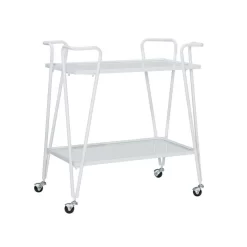 White Mid-Century Bar Cart - Linon KI108WHTKD01