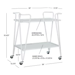 White Mid-Century Bar Cart - Linon KI108WHTKD01 -Home Haven Deals 110 ki108whtkd01 6