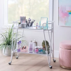 White Mid-Century Bar Cart - Linon KI108WHTKD01 -Home Haven Deals 110 ki108whtkd01 8
