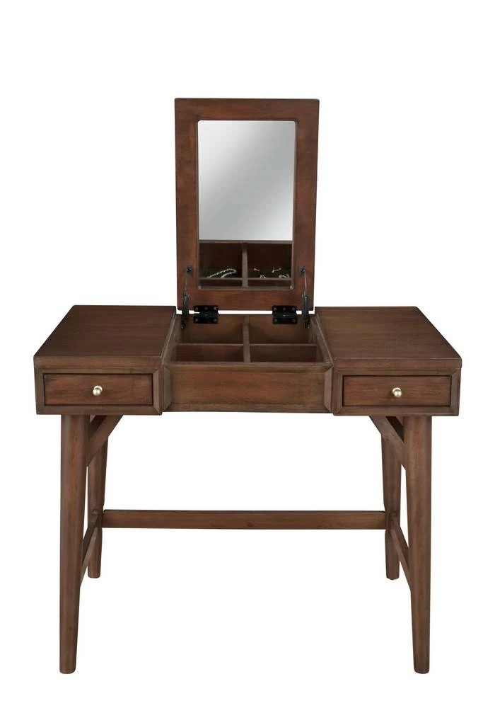 Flynn Bedroom Vanity In Walnut - Alpine Furniture 966WAL-19 4 Flynn Bedroom Vanity In Walnut - Alpine Furniture 966WAL-19 - Image 4