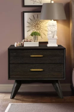 Baly Acacia Mid-Century 2 Drawer Night Stand - Armen Living LCLFLABR -Home Haven Deals 118 lclflabr 12