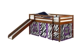 Twin Light Espresso Loft W/ Slide & Zebra Tent - Donco 750-TE_750C-TZ