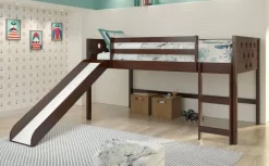 Twin Circles Low Loft In Dark Cappuccino W/ Slide - Donco 780A-TCP_785-CP