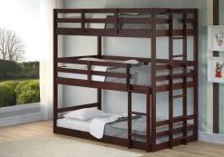 Twin / Twin / Twin Triple Bunkbed In Cappuccino - Donco 1555-TTTCP