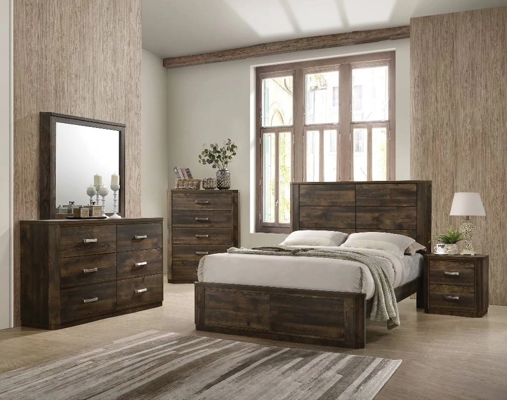 Elettra Eastern King Bed In Antique Walnut - Acme Furniture 24847EK 1 Elettra Eastern King Bed In Antique Walnut - Acme Furniture 24847EK