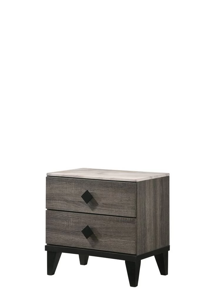 ACME Avantika Nightstand, Faux Marble & Rustic Gray Oak - Acme 27673 5 ACME Avantika Nightstand, Faux Marble & Rustic Gray Oak - Acme 27673 - Image 5