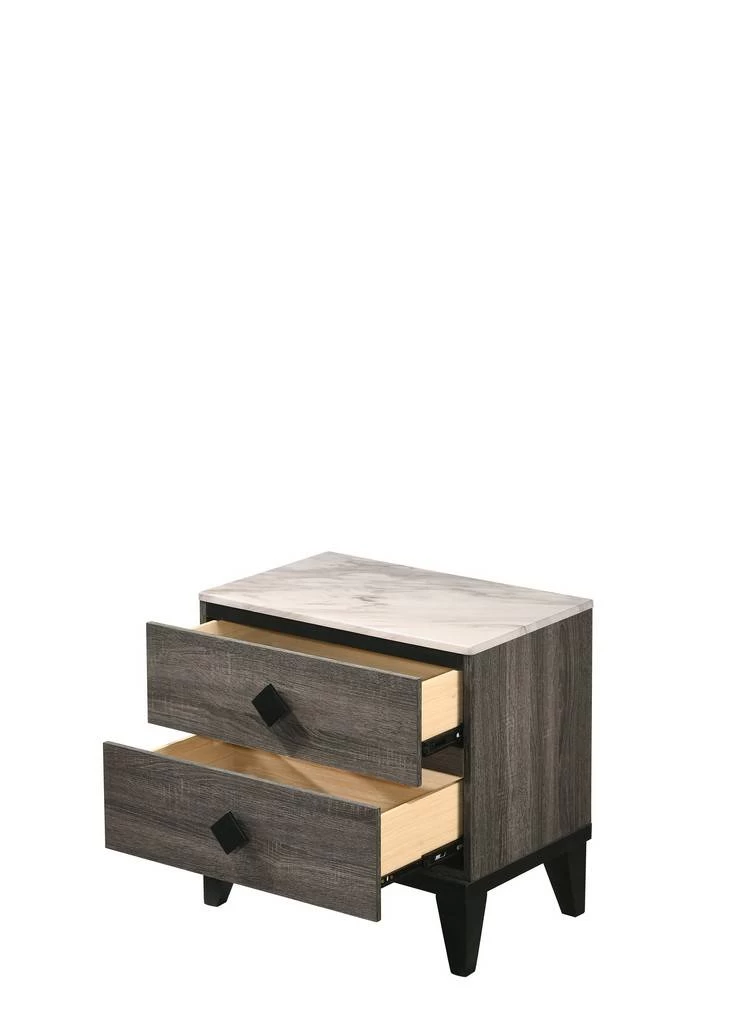 ACME Avantika Nightstand, Faux Marble & Rustic Gray Oak - Acme 27673 11 ACME Avantika Nightstand, Faux Marble & Rustic Gray Oak - Acme 27673 - Image 11