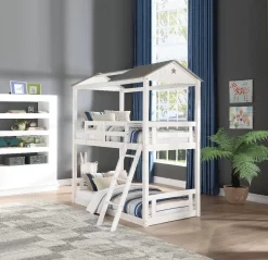 Nadine Cottage Bunk Bed (Twin/Twin) In Weathered White & Washed Gray - Acme Furniture 37665