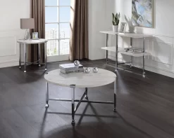 ACME Brecon Coffee Table, White Oak &Chrome - Acme 83210 9 ACME Brecon Coffee Table, White Oak &Chrome - Acme 83210 -Home Haven Deals 156 83210 1