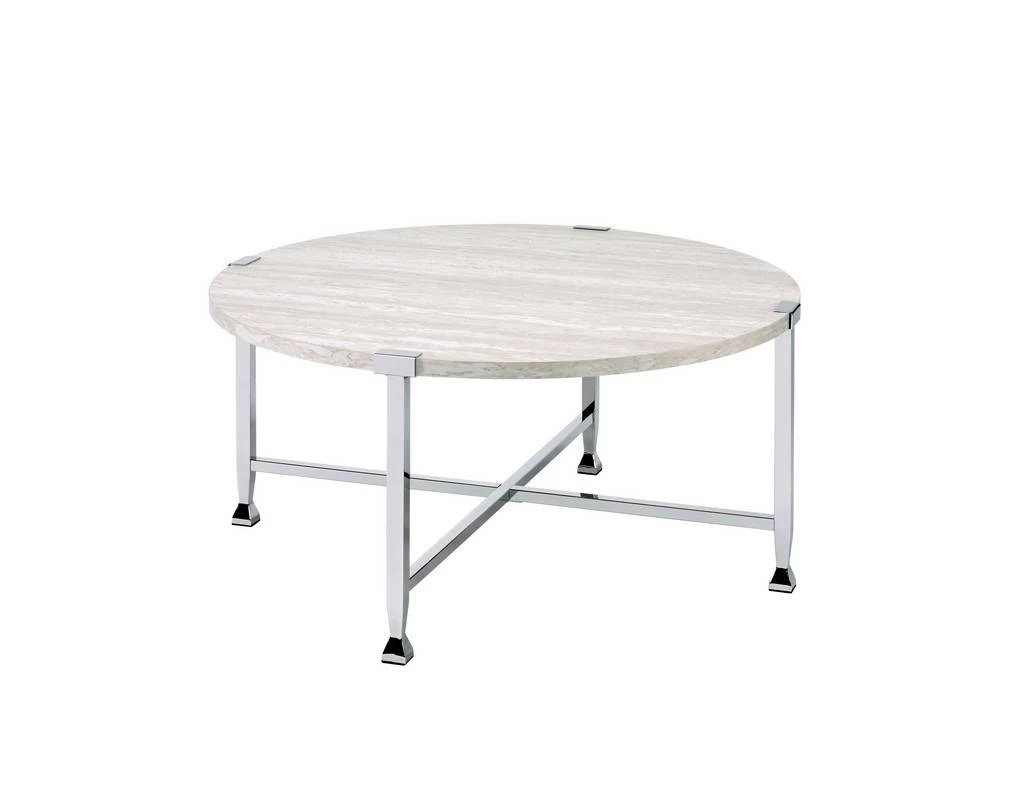 ACME Brecon Coffee Table, White Oak &Chrome - Acme 83210 3 ACME Brecon Coffee Table, White Oak &Chrome - Acme 83210 - Image 3