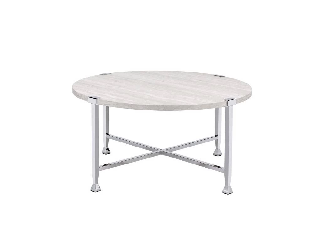 ACME Brecon Coffee Table, White Oak &Chrome - Acme 83210 2 ACME Brecon Coffee Table, White Oak &Chrome - Acme 83210 - Image 2