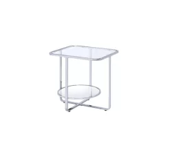 Hollo End Table In Chrome & Glass - Acme Furniture 83932