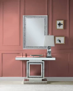 ACME Noralie Console Table, Mirrored & Faux Diamonds - Acme 90620