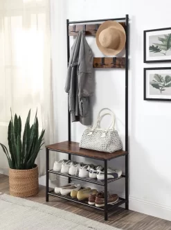 ACME Taurus Hall Tree, Rustic Oak & Black Finish - Acme 97914 -Home Haven Deals 156 97914 1