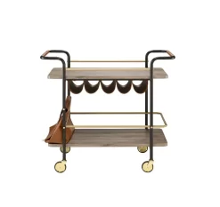 ACME Naude Serving Cart, Natural, Gold & Black Finish - Acme 98417 -Home Haven Deals 156 98417 s 1