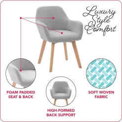 CorLiving LDL-101-C Ayla Upholstered Side Chair In Light Gray - LDL-101-C -Home Haven Deals 157 ldl 101 c 3