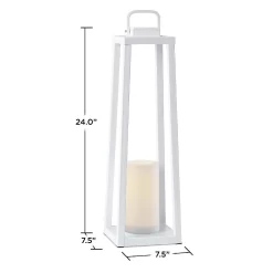 Redvale 24" Lantern With Flameless Candle By Real Flame 160-WHT 11 Redvale 24" Lantern With Flameless Candle By Real Flame 160-WHT -Home Haven Deals 160 wht dims