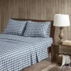 Woolrich 100% Cotton Flannel Printed Sheet Set In Blue Buffalo Check - Olliix WR20-3311