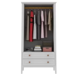 Crown Full Wardrobe With Hanging And 2 Drawers In White - Manhattan Comfort 167GMC1 -Home Haven Deals 167gmc1 d