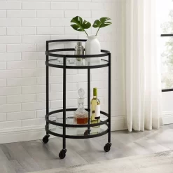 Bailey Round Bar Cart Matte Black - Crosley CF4009-MB