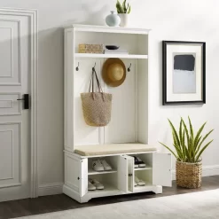 Holbrook Hall Tree Distressed White/Oatmeal - Crosley CF6039-WH -Home Haven Deals 174 cf6039 wh 3