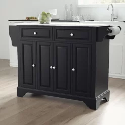 Lafayette Granite Top Full Size Kitchen Island/Cart Black/White - Crosley KF30005BBK