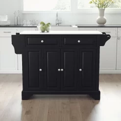 Lafayette Granite Top Full Size Kitchen Island/Cart Black/White - Crosley KF30005BBK -Home Haven Deals 174 kf30005bbk e2
