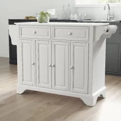 Lafayette Granite Top Full Size Kitchen Island/Cart White/White - Crosley KF30005BWH