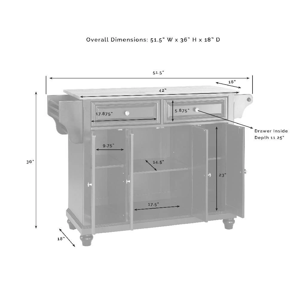 Cambridge Granite Top Full Size Kitchen Island/Cart Mahogany/White - Crosley KF30005DMA 11 Cambridge Granite Top Full Size Kitchen Island/Cart Mahogany/White - Crosley KF30005DMA - Image 11