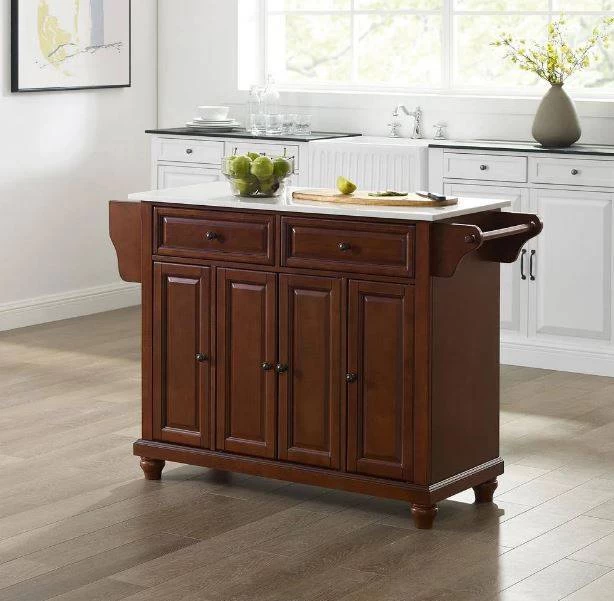 Cambridge Granite Top Full Size Kitchen Island/Cart Mahogany/White - Crosley KF30005DMA 2 Cambridge Granite Top Full Size Kitchen Island/Cart Mahogany/White - Crosley KF30005DMA - Image 2