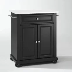 Alexandria Granite Top Portable Kitchen Island/Cart Black/White - Crosley KF30020ABK