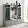 Harper 4Pc Entryway Set Gray/Creme - Bench, Shelf, & 2 Hall Trees - Crosley KF31014GY