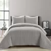 Soft Stripe All Season Quilt/Coverlet Light Gray/White 3Pc Set Full/ Queen - Lush Decor 16T005872