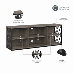 Kathy Ireland Home By Bush Furniture City Park 60W Industrial TV Stand For 70 Inch TV In Driftwood Gray - Bush Furniture CPV160DG-03 -Home Haven Deals 18 cpv160dg 6