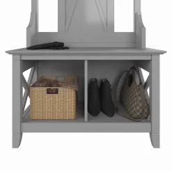 Bush Furniture Key West Hall Tree With Shoe Storage Bench In Cape Cod Gray - KWS166CG-03 -Home Haven Deals 18 kws166cg 03 05