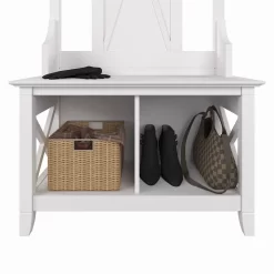 Bush Furniture Key West Hall Tree With Shoe Storage Bench In Pure White Oak - KWS166WT-03 11 Bush Furniture Key West Hall Tree With Shoe Storage Bench In Pure White Oak - KWS166WT-03 -Home Haven Deals 18 kws166wt 03 05