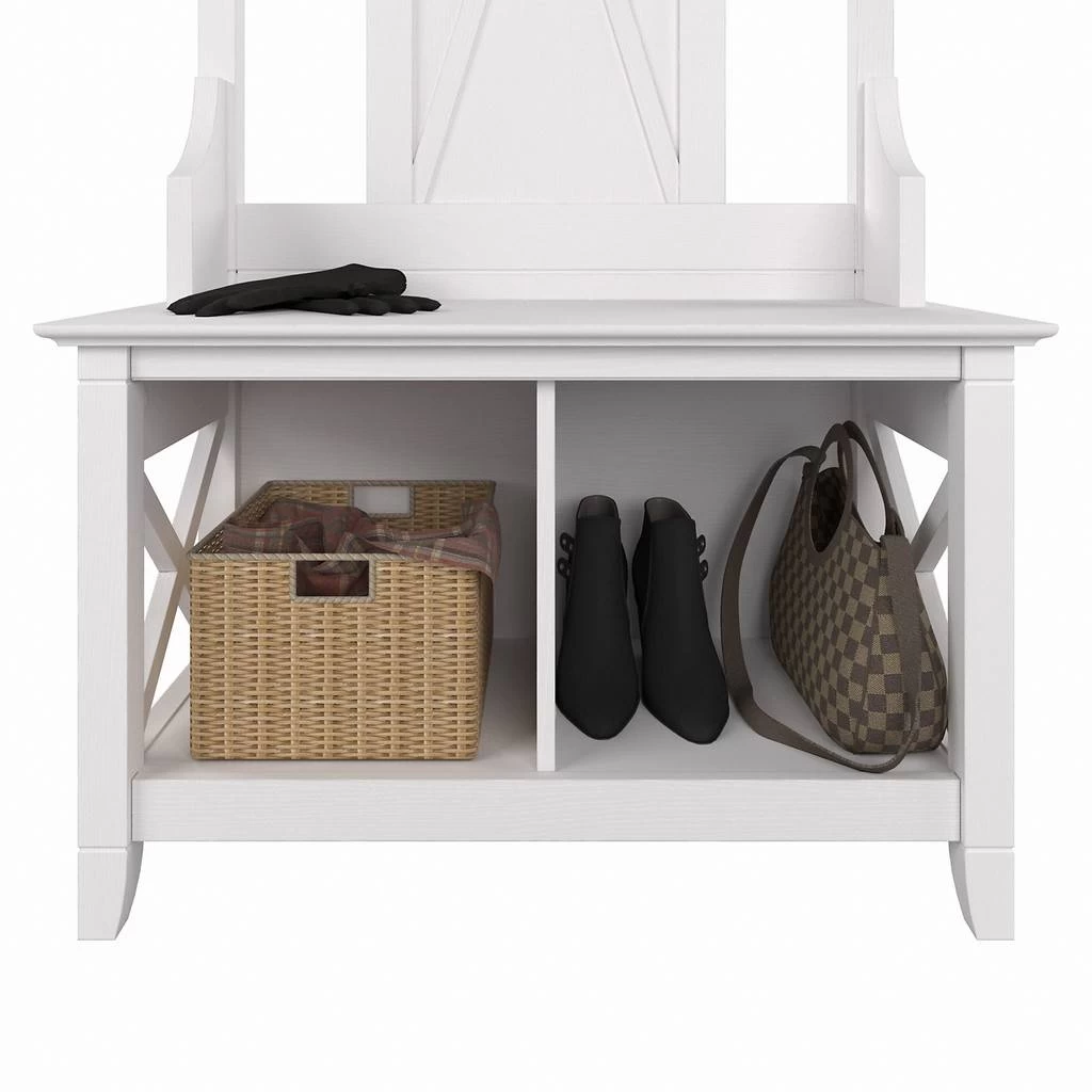 Bush Furniture Key West Hall Tree With Shoe Storage Bench In Pure White Oak - KWS166WT-03 5 Bush Furniture Key West Hall Tree With Shoe Storage Bench In Pure White Oak - KWS166WT-03 - Image 5
