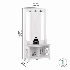 Bush Furniture Key West Hall Tree With Shoe Storage Bench In Pure White Oak - KWS166WT-03 12 Bush Furniture Key West Hall Tree With Shoe Storage Bench In Pure White Oak - KWS166WT-03 -Home Haven Deals 18 kws166wt 03 06